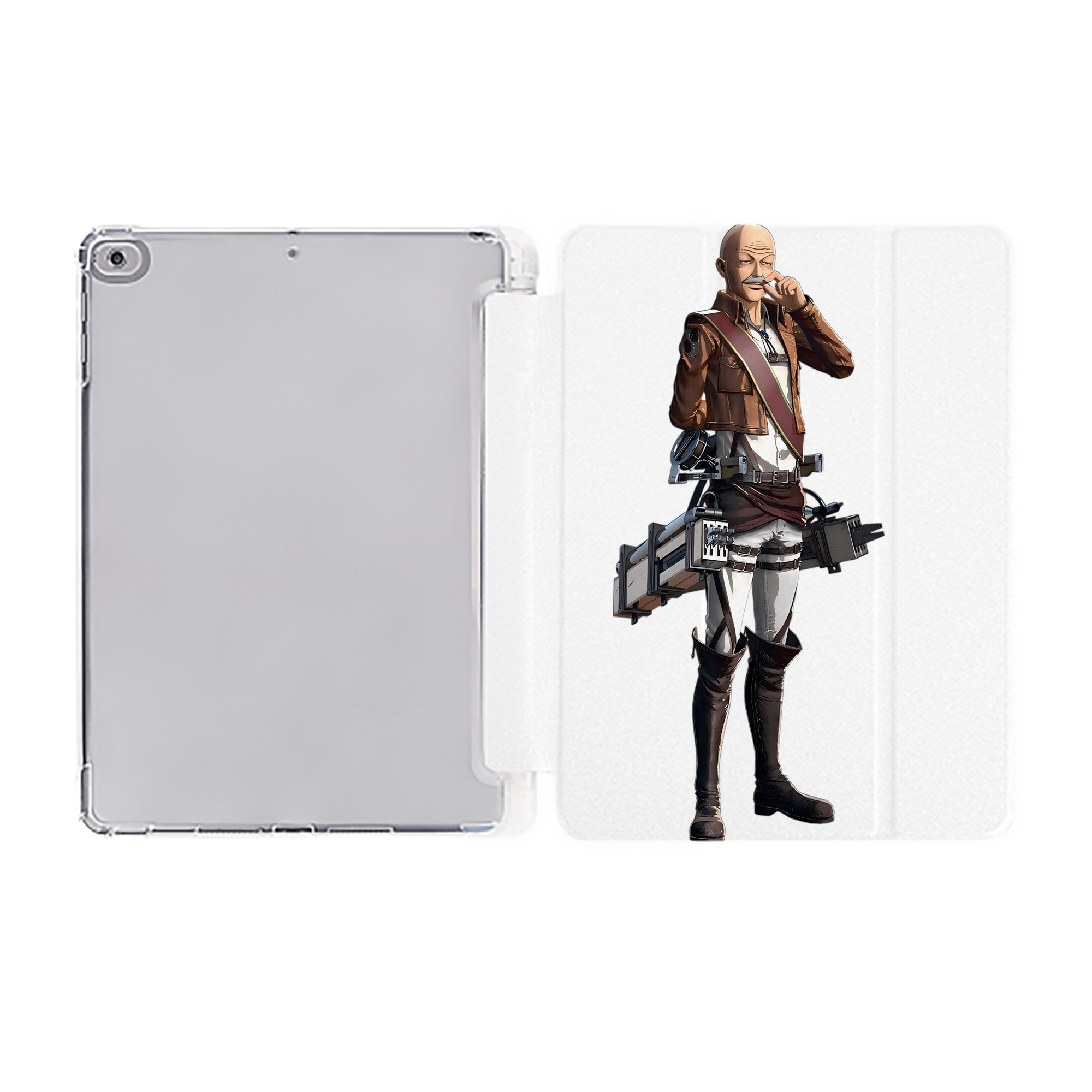 （画像用） 進撃の巨人 ドット·ピクシス Attack on Titan Dot Pixis IPad ケース ペン収納付き 三つ折りスタンド PUレザー×シリコン 対応機種9.5/10.5/10.9インチ